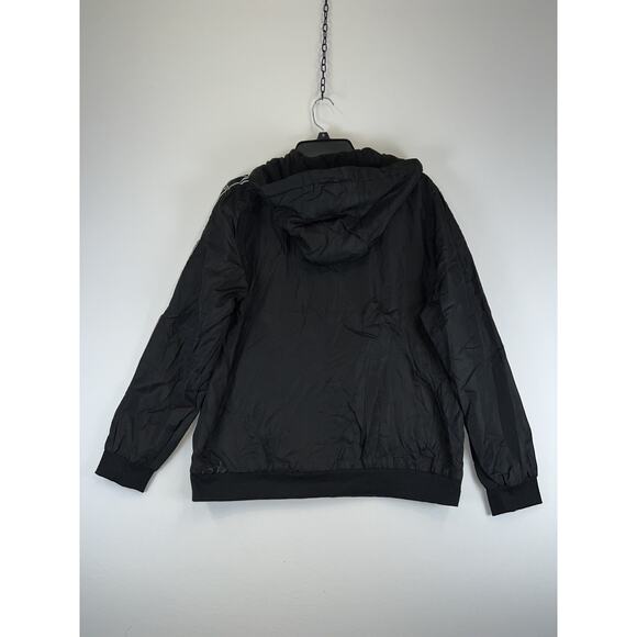 Reebok Jacket Mens Large Hooded Windbreaker Full Zip Tape Sleeve Athletic - Picture 2 of 7